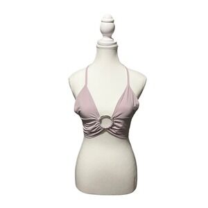 PrettyLittleThing Ring Detail Halter Top – Light Mauve – Size‎ 2